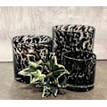 Miniatyrbillede 2 af 3: Ljushållare Grå/Svart Mönstrad Glas 8x8 cm Black