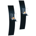 Miniatyrbillede 1 af 3: Lampe væglampe bue smedejern 2-p lygte lyslygte vægstage Black