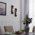 Miniatyrbild 5 av 6: Ljushållare blockljus Vägglykta 2-pack smide Svart