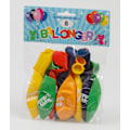 Pikkukuva 2 / 3: Ballong Happy Birthday 8-pack Latex Mixade Multicolor