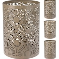 Miniatyrbilde 2 av 4: Ljushållare Bågar Ringar Mönstrad Metall Taupe 18 cm Taupe Ringar
