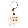 Pikkukuva 1 / 2: Nyckelring I Love My Car Trä Hjärta Wooden Heart Beige