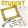 Miniatyrbillede 8 af 8: Studentpaket Dekoration Vit/Guld Ballong Band Ram Löpare Konfetti Student Multicolor