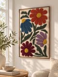 Miniatyrbillede 3 af 4: Tavla Växter Blommor Flossad med ram 50x40 cm Multicolor