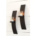Miniatyrbillede 3 af 3: Lampe væglampe bue smedejern 2-p lygte lyslygte vægstage Black