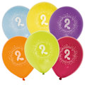 Miniatyrbilde 1 av 3: Ballong Födelsedag 2 år 6-pack Latex Mixade Multicolor