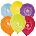 Miniatyrbillede 1 af 3: Ballong Födelsedag 4 år 6-pack Latex Mixade Multicolor