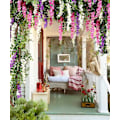 Miniatyrbild 5 av 5: 6 st/förpackning 3,6 fot/stycke Konstgjorda blommor Falsk Wisteria Vin Silkesblomma för bröllopsdekorationer (rosa)