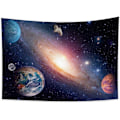 Miniatyrbild 1 av 4: 150x100cm Kosmos Gobeläng, Jorden Måne Planet Meteorit Stjärnhimmel Galax Väggbonad för Sovrum