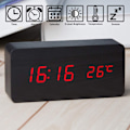 Miniatyrbild 2 av 4: Trädigitalklocka - Multifunktionell LED-väckarklocka med tid/datum/temperaturvisning