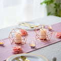 Miniatyrbild 3 av 5: Tealight-ljusstakar - 2-pack tealight-hållare i roséguld, geometriska ljusstakar för bröllop