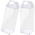 Miniatyrbild 1 av 5: 2-pack transparent mjölkförpackning vattenflaska återanvändbar fyrkantig mjölkflaska för mjölkdryck juice (500 ml)