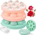 2-pack 3D Ros Isform Set - 3,5 cm Silikon Blomsterisbitsform för Whisky, Cocktails, Juice, Diskmaskinssäker (Rosa & Grön)