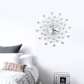 Miniatyrbild 5 av 5: Solstråle Väggklocka Glittrande Metallisk Silver Blomformad Väggklocka för Vardagsrum Kontor
