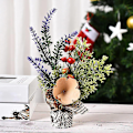Miniatyrbild 2 av 5: Set med 2 miniatyrkonstgjorda julgranar, 9,5 '', med tygpåsebas och blomma för heminredning, A1