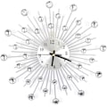 Miniatyrbild 1 av 5: Solstråle Väggklocka Glittrande Metallisk Silver Blomformad Väggklocka för Vardagsrum Kontor