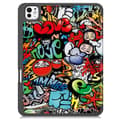 Miniatyrbild 5 av 5: For iPad Pro 11 (2024) Slim Fit Tri-Fold Case Pen Compartment - Graffiti multifärg multicolor