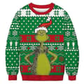 Dam Herr Par Jul Ful Jumper Tröja Grinch Tryck Rund Hals Pullover Tröja Långärmad Grön Monster B XL B B B XL
