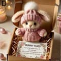 Mini Bunny Hug Easter Gift Rabbit Plush Pocket Hug Bunny with Positive Cards Pink