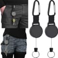 1/2/4-pack Retractable Key Holder with Steel Clip - Heavy Duty Key Reel for Belt 2-Pack