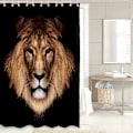 Miniatyrbild 3 av 4: Svart lejon duschdraperi för badrum, tyg badrum set 12 st krokar (72'' B x 72'' L)