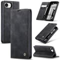 Til iPhone 16e Pung Etui CASEME 013 Serie PU Læder Telefon Etui Stativ Sort