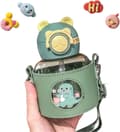 Water Bottle with Straw Cute Pot Belly Cup with Cup Sleeve Large