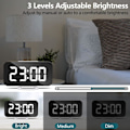 Miniatyrbild 4 av 5: Väckarklocka med dimbar LED-display, digital väckarklocka, sängbordsalarm spegel väckarklocka, 3 dimm