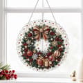 Juleperle Diamantkunst Hengende Pyntesett, DIY Spesialformet Perle Diamantmaling Solfanger, Juleveggdekorasjon til Jul D(20cm)