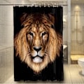 Miniatyrbild 2 av 4: Svart lejon duschdraperi för badrum, tyg badrum set 12 st krokar (72'' B x 72'' L)