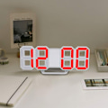 Miniatyrbild 1 av 5: 3D LED Digital Väggklocka, Sovrumskontor Väckarklocka, Heminredning, Vitt Fodral (Röd)