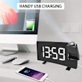 Miniatyrbild 3 av 5: 2025 Ny Digital Väckarklocka, Projektionsväckarklockor För Sovrum Med 4 Dimmer, USB-Telefonladdare, 180° Roterbar Projektor
