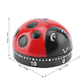 Miniatyrbild 3 av 5: Söt nyckelpiga form kök timer 60 minuter timer med högt ring mekanisk uppdrag timer kök