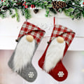 Miniatyrbild 3 av 5: 2-pack 18 '' Flanelljulstrumpor - Jultomte - Hängande presentpåse - Julgransprydnader - Grå