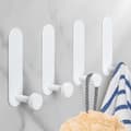 Self-adhesive hooks, 4 pieces aluminum bathroom wall hooks, no drilling required, waterproof towel holder, kitchen/office towel hooks, white