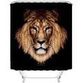 Miniatyrbild 1 av 4: Svart lejon duschdraperi för badrum, tyg badrum set 12 st krokar (72'' B x 72'' L)
