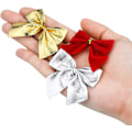Miniatyrbild 5 av 5: Julrosett, Guld Julrosett Bandrosett För Julgran Festdekorationer Julkrans Girlang Prydnader 7cm X 6cm 72st