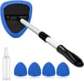 Car Interior Cleaning Kit with Extendable Handle and 4 Reusable Microfiber Pads, Car Window Wiper Brush Kit for Cars, Blue