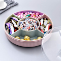 Miniatyrbild 3 av 5: Snacksbricka roterande 5 fack frukt godis aptitretare bricka med lock mat serveringsdisplay tallrik