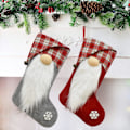 Miniatyrbild 5 av 5: 2-pack 18 '' Flanelljulstrumpor - Jultomte - Hängande presentpåse - Julgransprydnader - Grå