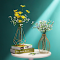 Miniatyrbild 5 av 5: Metallram Vas, Lykta Form Glas Provrör Vas, Blomvas för Hydroponisk Växt, Solid