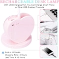 Miniatyrbild 4 av 4: 2025 Lämplig LED-skrivbordslampa för barn, dimbar bordslampa, uppladdningsbar med pennhållare, USB-port för tonårsflickor, pojkar, studenter, ROSA