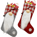 Miniatyrbild 1 av 5: 2-pack 18 '' Flanelljulstrumpor - Jultomte - Hängande presentpåse - Julgransprydnader - Grå