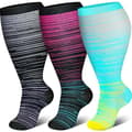 3 Pairs Plus Size Compression Socks (2XL 4XL) for Unisex Extra Large Wide Calf Knee High Socks (2XL) 2XL