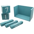 Miniatyrbild 3 av 5: Trä skrivbord block kalender - Perpetual block månad datum display heminredning dekoration (blå)