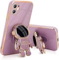 Kompatibel med iPhone 12 Cover Sød 3D Astronaut Stativ Design Kamera P Lilac