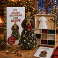 Jule-perletræ DIY, håndlavet 3D-juletræ med farverige perler og stjerne, julepynt til bordet Dachshund