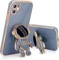Compatible with iPhone 12 Case Cute 3D Astronaut Stand Design Camera P Far peak blue