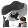 3D Memory Foam Travel Pillow | Neck Pillow | Set with Eye Mask & Earplugs