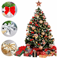 Miniatyrbild 3 av 5: Julrosett, Guld Julrosett Bandrosett För Julgran Festdekorationer Julkrans Girlang Prydnader 7cm X 6cm 72st